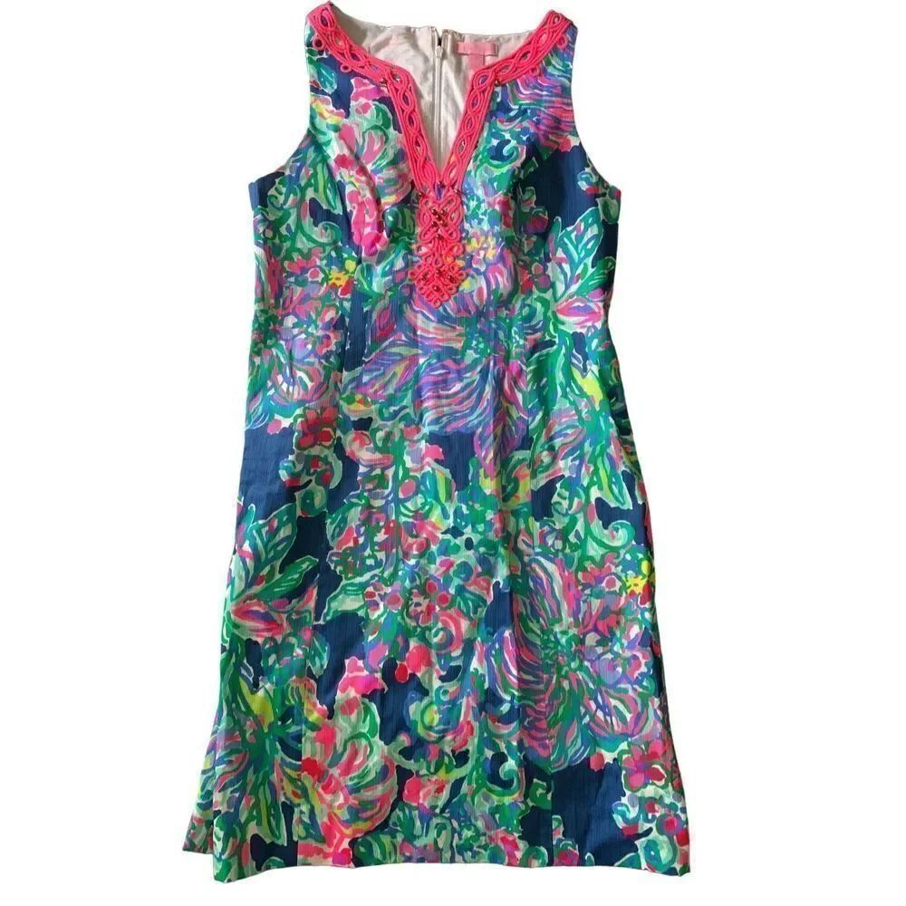 Lilly Pulitzer Ryder Shift Fitted Dress Floral Printed Cotton women's size 2